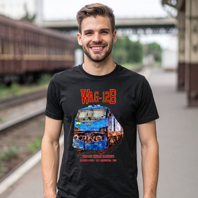 WAG-12B Locomotive. Indian Railways freight train T-Shirt (WAG-12B Locomotive. Indian Railways freight Train. Mens Basic T-Shirt)