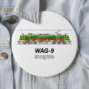 WAG-9 Locomotive. Indian Railways freight train 6 Cm Round Badge