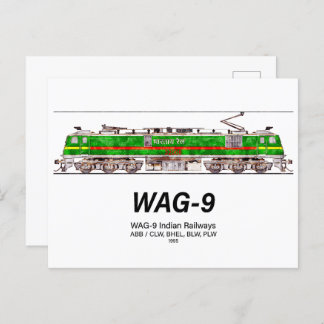 WAG-9 Locomotive. Indian Railways freight train Postcard