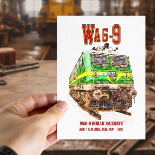 WAG-9 Locomotive. Indian Railways freight train Postcard