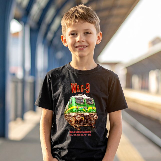 WAG-9 Locomotive. Indian Railways freight train T-Shirt (WAG-9 Locomotive. Indian Railways freight train. Boy Basic T-Shirt)