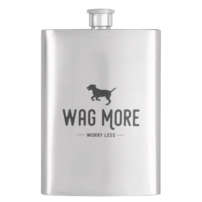 Wag More Worry Less Hip Flask (Front)