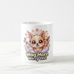 Wag More Worry Less Mug Cute Puppy Coffee Cup