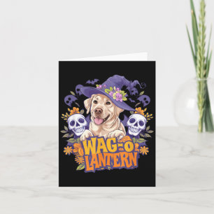 Wag-O-Lantern Halloween Golden Retriever Witch Dog Card