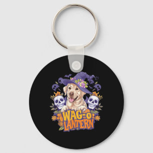 Wag-O-Lantern Halloween Golden Retriever Witch Dog Key Ring