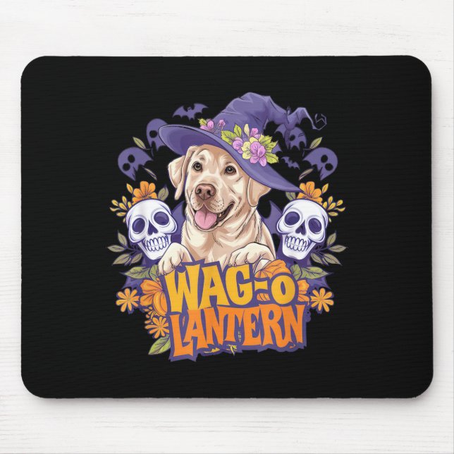 Wag-O-Lantern Halloween Golden Retriever Witch Dog Mouse Pad (Front)