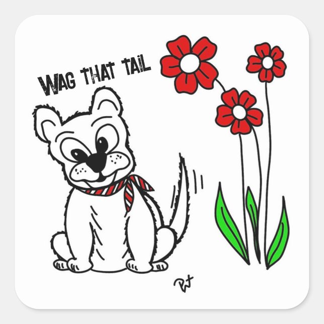 Wag that tail square sticker (Front)