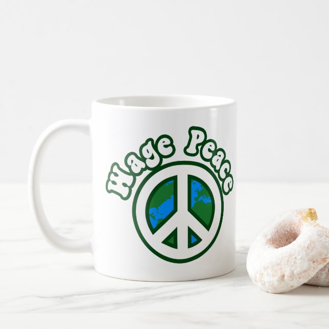 Wage Peace Anti-War Coffee Mug (With Donut)