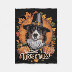 Wagging Tails And Turkey Tales Thanksgiving Dog Pi Fleece Blanket