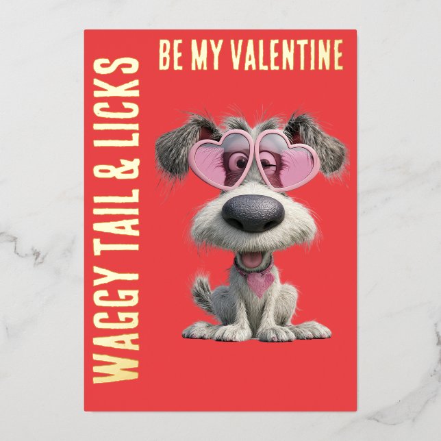 WAGGY TAIL & LICKS Gold Foil Valentine's Day (Front)