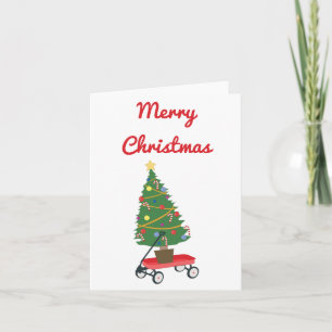 Wagon Christmas Tree Card