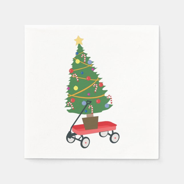 Wagon Christmas Tree Napkin (Front)