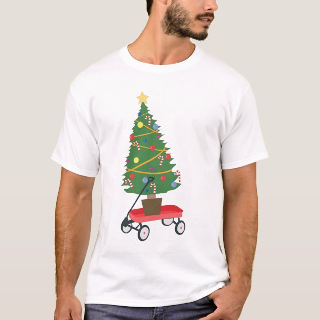 Wagon Christmas Tree T-Shirt (Front)