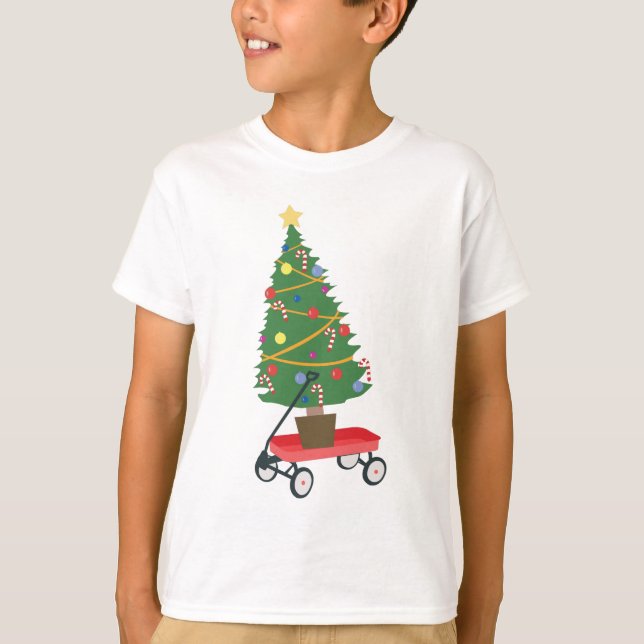 Wagon Christmas Tree T-Shirt (Front)