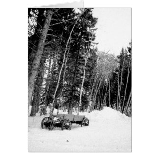 Wagon in winter forest