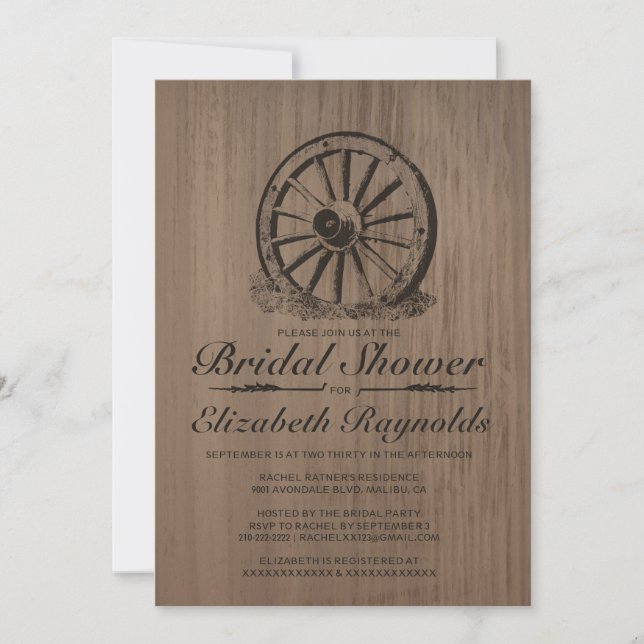 Wagon Wheel Bridal Shower Invitations (Front)