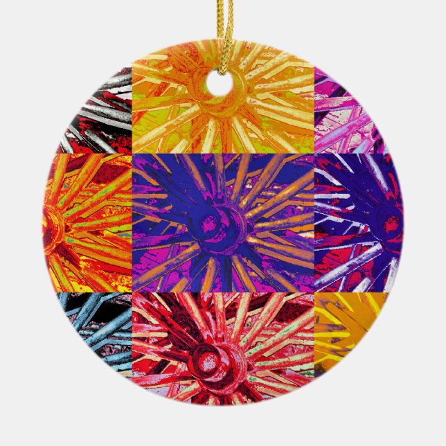 WAGON WHEEL CERAMIC TREE DECORATION (Front)