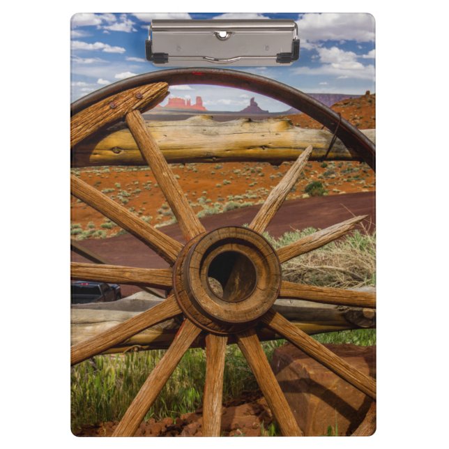 Wagon wheel close up, Arizona Clipboard (Front)