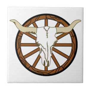 Wagon Wheel Skull Tile
