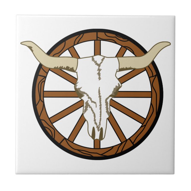 Wagon Wheel Skull Tile (Front)