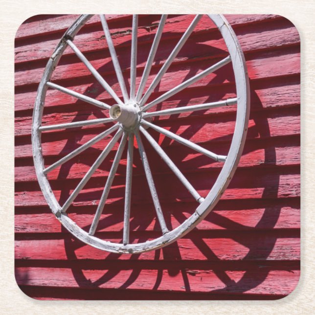 Wagon Wheel Square Paper Coaster (Front)