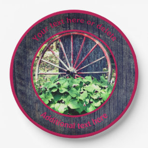 Wagon Wheel Trillium Garden Personalized Party   Paper Plate