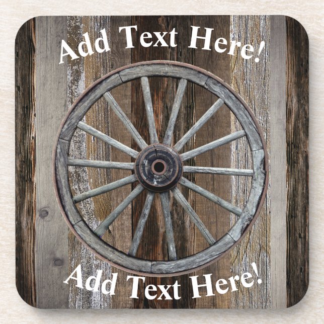 Wagon Wheel Vintage Wood  Rustic Wood Coaster (Front)