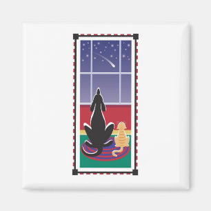 WagsToWishes_Lab&Tabby Wishing on a falling star Magnet