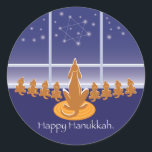 WagsToWishes_Menorah Dogs Classic Round Sticker<br><div class="desc"></div>