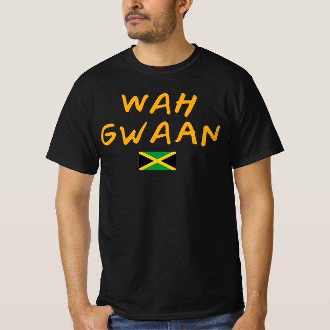 Wah Gwaan G00d Vibes Only Rasta Reggae Roots Jamai T-Shirt (Front)