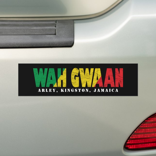 WAH GWAAN Hi Hello Jamaica Island Quote Bumper Sticker (On Car)