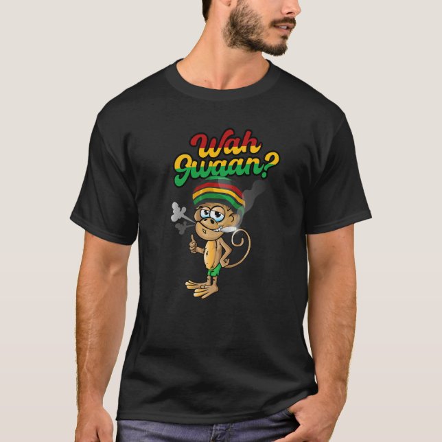 Wah Gwaan  Patois Jamaica Monkey Jamaican Slang T-Shirt (Front)