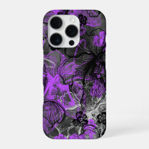 Wahine Lace Hawaiian Orchid Black iPhone 16 Pro Case