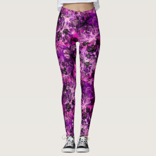 Wahine Lace Hawaiian Tropical Orchid Leggings