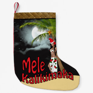 Wahine Pin-up Mele Kalikimaka Christmas Stocking L