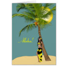 Wahine Pinup Coconut Tree Aloha Cards