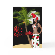 Wahine Pinup Mele Kalikimaka Christmas Cards 00
