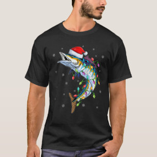 Wahoo Fish Xmas Lighting Reindeer Hat Wahoo Christ T-Shirt