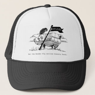 Wai The Pig Cap,  artwork by Charlotte Moore Trucker Hat