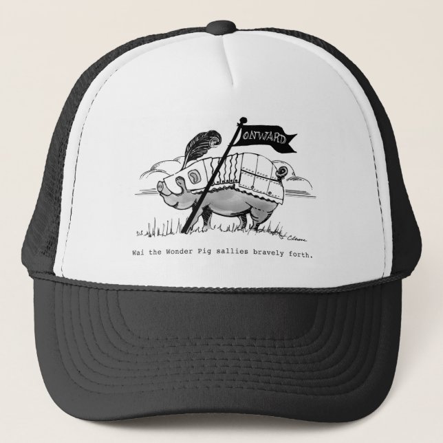 Wai The Pig Cap,  artwork by Charlotte Moore Trucker Hat (Front)