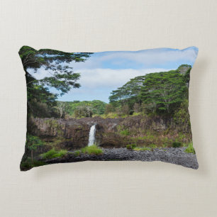 wai'ale falls in wailuku river state park decorative cushion