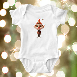 Waifish Girl Christmas Elf Baby Bodysuit