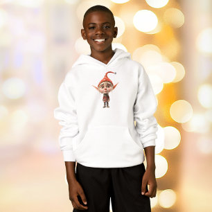 Waifish Girl Christmas Elf Boy's Hoodie