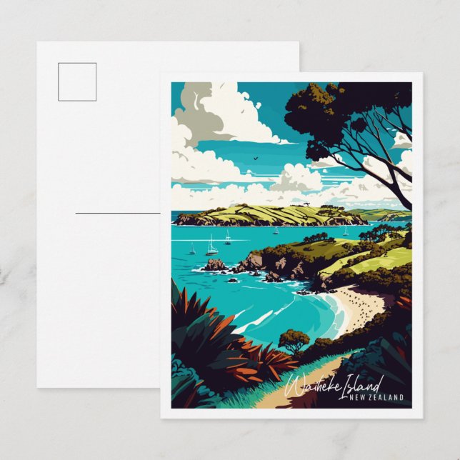 Waiheke Island New Zealand vintage travel  Postcard (Front/Back)
