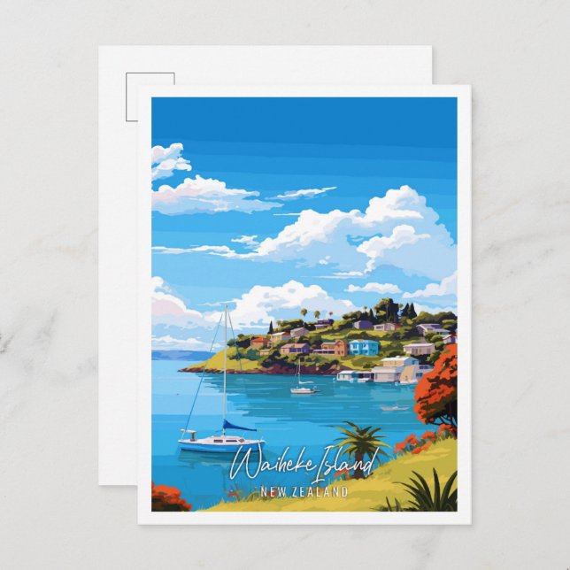 Waiheke Island New Zealand vintage travel  Postcard (Front/Back)