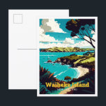 Waiheke Island NZ Travel Art Vintage Illustration Postcard<br><div class="desc">Waiheke Island New Zealand Travel Art Vintage Illustration</div>