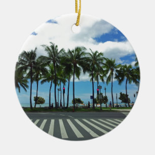 Waikiki Beach Hawaii Ceramic Tree Decoration