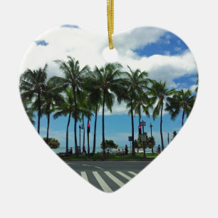 Waikiki Beach Hawaii Ceramic Tree Decoration