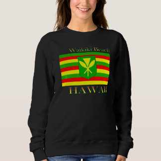 Waikiki Beach Hawaii Islands Hawaiian Flag Beach Sweatshirt