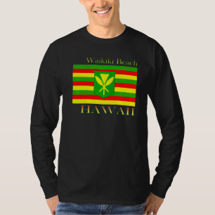 Waikiki Beach Hawaii Islands Hawaiian Flag Beach T-Shirt